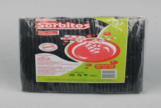 Imagen de Pajita .Color Negro Flexible x200