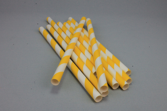 Imagen de Pajitas de Papel 10mm-Linea Amarillo (Pqx100)