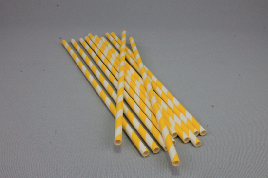 Imagen de Pajitas de Papel 6mm-Linea Amarillo (Pqx100)